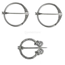 Conjunto de 3 broches vikingos para chal, abrigo o bufanda, joyería medieval de plata.