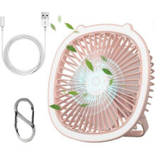 Ventilador portátil de mesa con clip, recargable por USB, batería de 4000 mAh, 5 velocidades, rotación de 360, silencioso.
