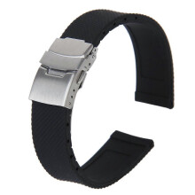Hebilla desplegable impermeable de caucho de silicona negro de 20 mm para relojes deportivos
