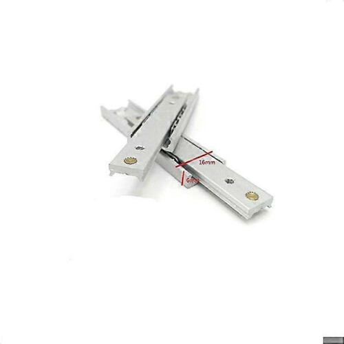 Confezione da 2 guide per cassetti in acciaio con cuscinetti a sfera, lunghezza 100 mm, larghezza 16 mm, per mobili. 1