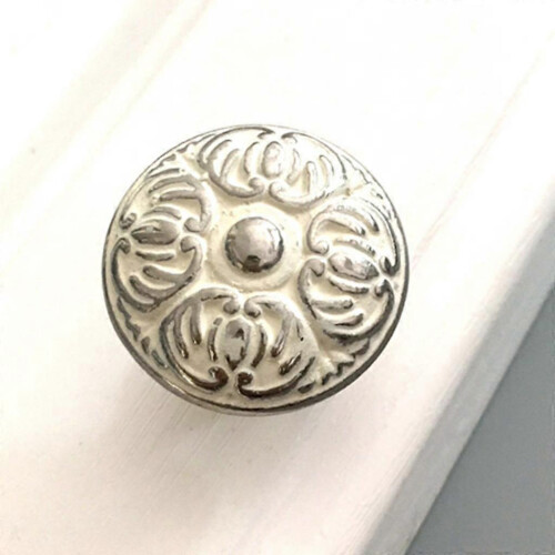 Vintage Silver Embossing Pattern Drawer Knobs 2 Pack Bedroom Furniture 1