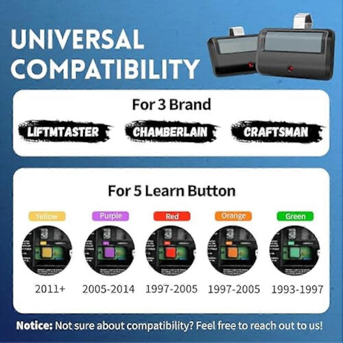 2Pcs Chamberlain LiftMaster Craftsman Universal Garage Remote 891LM 971LM Replacement 2