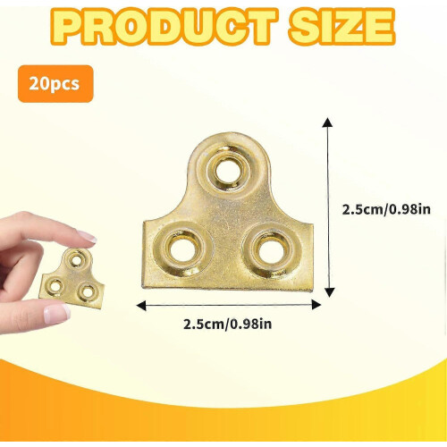 20Pcs Brass Picture Hanging Plates Mirror Glass Frame Fixing Brackets 1