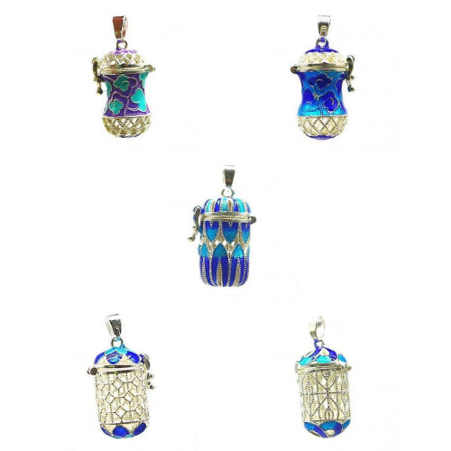 5pcs Enamel Perfume Locket Pendant Necklace Charm