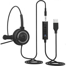 3.5mm to USB Headset Adapter Cable 15M PC Laptop In-Line Mic On/Off Control Plug and Play