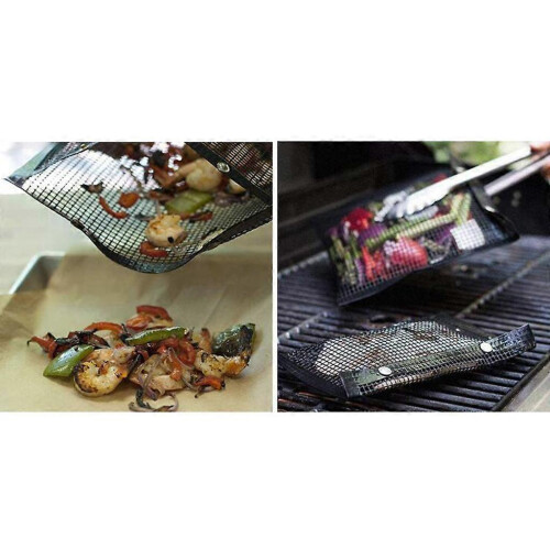 sacchetti a rete antiaderenti riutilizzabili per barbecue, colore nero 1