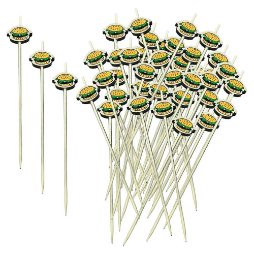 100 bastoncini decorativi in bambù, forchette per insalata di verdure e torte. 1