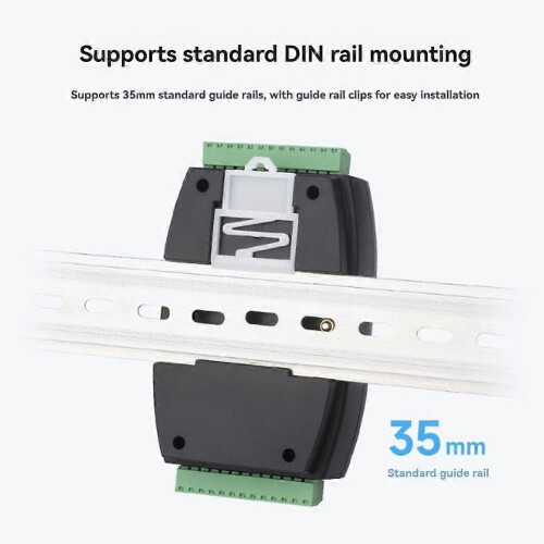 Industrial UART USB to 8CH RS485 Isolated Converter for 35mm Standard Rail Stackable Black 1