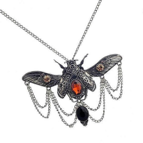 Collana meccanica anticata con 5 ingranaggi punk e pietre