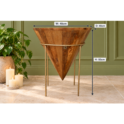 Iron and Mango Wood Cone Side Table 1