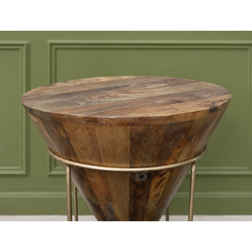 Iron and Mango Wood Cone Side Table 2