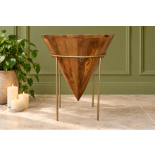 Iron and Mango Wood Cone Side Table