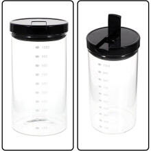 Glass Food Storage Jar 1000ml Airtight Glass Snack Container with Black Lid, Sealed Dry Food Canister for Kitchen Pantry