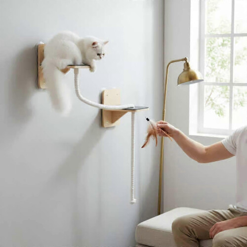 2-Tier Suction Cup Cat Shelf Hammock Breathable Mesh Space Saving Pet Perch Sisal Rope 2