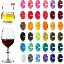 Multicolor 36 Pack Wine Glass Markers for Champagne Glasses and Cup Labels