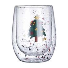 Double Wall High Borosilicate Glass Christmas Tree Mug 300ml Espresso Cup