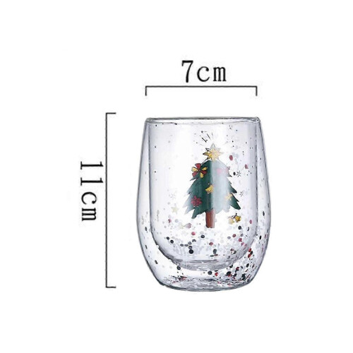 Double Wall High Borosilicate Glass Christmas Tree Mug 300ml Espresso Cup 1