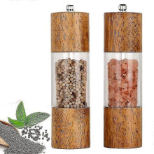 Manual Wooden Salt and Pepper Mills with Adjustable Ceramic Core Shakers