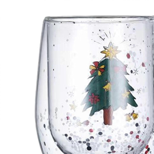 Double Wall High Borosilicate Glass Christmas Tree Mug 300ml Espresso Cup 2