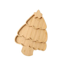 Bamboo Christmas Tree Serving Tray for Festive Snack Plate Decoration