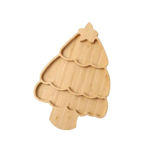 Bamboo Christmas Tree Serving Tray for Festive Snack Plate Decoration