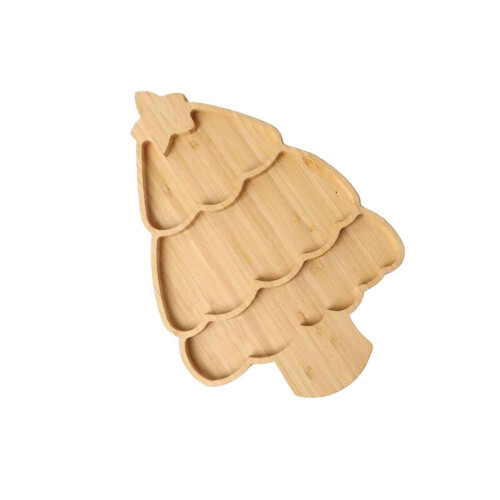 Bamboo Christmas Tree Serving Tray for Festive Snack Plate Decoration 1
