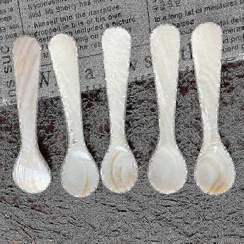 2-teiliges Perlmutt-Kaviarlöffel-Set mit rundem Griff für Eier, Eiscreme und Kaffee