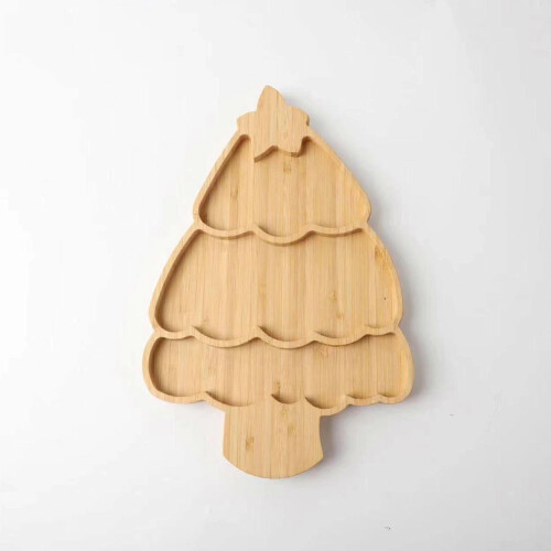 Bamboo Christmas Tree Serving Tray for Festive Snack Plate Decoration 2