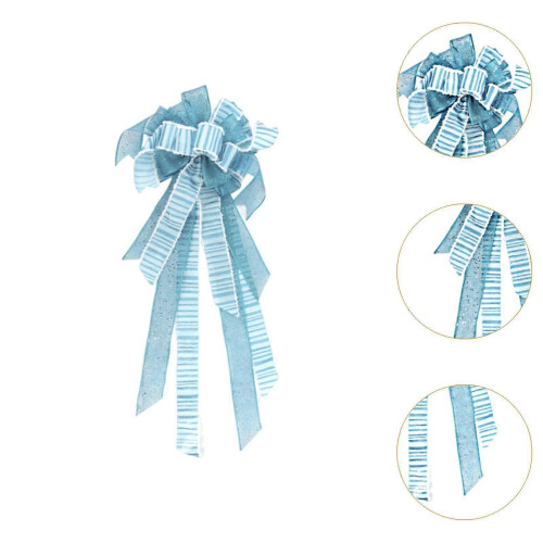 Large Bow Christmas Tree Topper for Xmas Gift Wrapping Ornament Blue 2