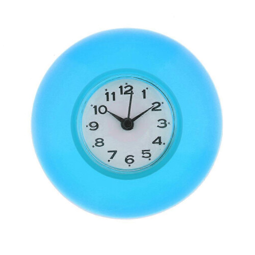 Orologio da bagno bianco impermeabile con ventosa, timer doccia blu