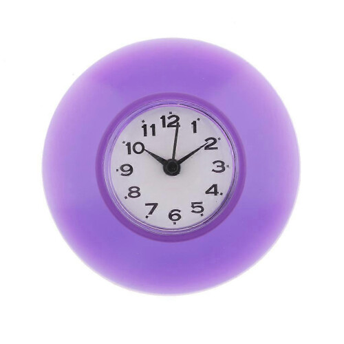 Orologio da bagno bianco impermeabile con ventosa, timer per doccia viola