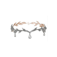 Crystal Leaf Rhinestone Wedding Tiara Crown Forehead Band with Gift Box for Bridesmaid