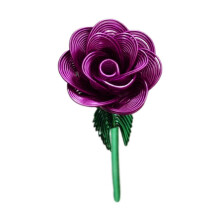 Rosa artificial de metal de 23 cm (9,06 pulgadas) Regalo de Navidad Decoración para oficina y hogar Morado
