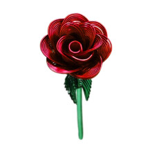 Artificial Metal Rose Flower 9.06 Inch Christmas Gift Office Home Decoration Red