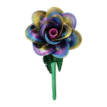 Rosa artificiale in metallo, 9,06 pollici, regalo di Natale, decorazione per ufficio e casa, multicolore