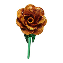Artificial Metal Rose Flower 9.06 Inch Christmas Gift Office Home Decoration Gold