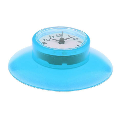 Orologio da bagno bianco impermeabile con ventosa, timer doccia blu 1