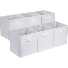 6-Pack Foldable Fabric Storage Cubes w/Handles Grey/Solid White 26.6x26.6x27.9/33x33x33cm