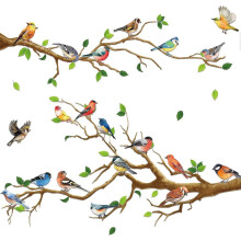 Garden Bird Branch Wall Stickers Peel and Stick Tree Decals for Bedroom Living Room Decor