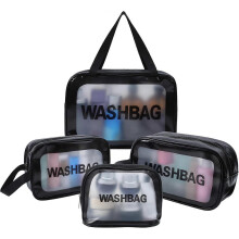 4er-Pack durchsichtige, wasserdichte Kosmetiktasche für Reisen, geeignet für Damen, Herren, Jungen und Mädchen, Schwarz