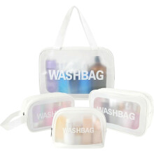 4er-Pack durchsichtige, wasserdichte Kosmetiktasche für Reisen, geeignet für Damen, Herren, Jungen und Mädchen, Weiß