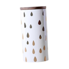 Nordic Ceramic Coffee Storage Jar Wooden Lid Food Container Kitchen Canister Raindrop