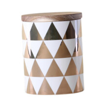 Nordic Ceramic Coffee Storage Jar Wooden Lid Food Container Kitchen Canister Big Triangle