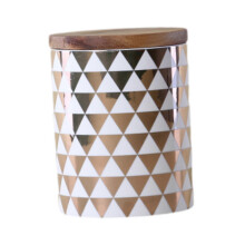 Nordic Ceramic Coffee Storage Jar Wooden Lid Food Container Kitchen Canister Small Triangle