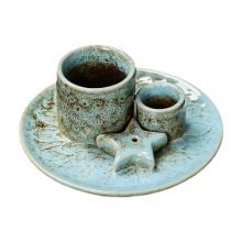 Multipurpose Ceramic Incense Holder Candle Holder Sage Holder for Burning Blue