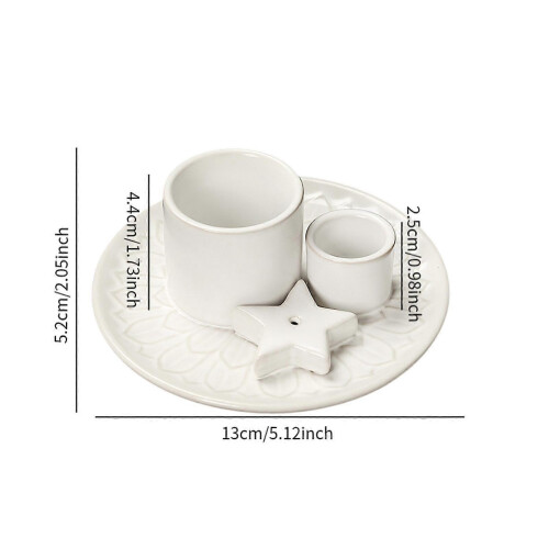 Multipurpose Ceramic Incense Holder Candle Holder Sage Holder for Burning White 1