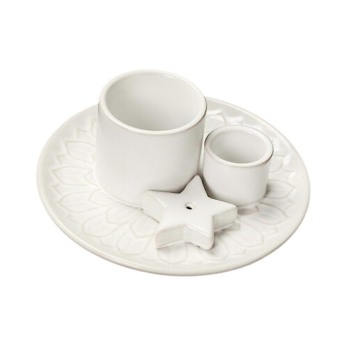 Multipurpose Ceramic Incense Holder Candle Holder Sage Holder for Burning White 2