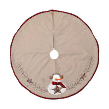 Linen Round Snowman Christmas Tree Skirt Xmas Holiday Tree Decoration