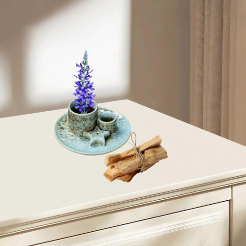 Multipurpose Ceramic Incense Holder Candle Holder Sage Holder for Burning Blue 1