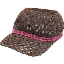 Handgefertigte gehäkelte Sommermütze mit Visier für Damen, ideal für Golf und Tennis, Strick-Sportmütze, Kaffeebraun